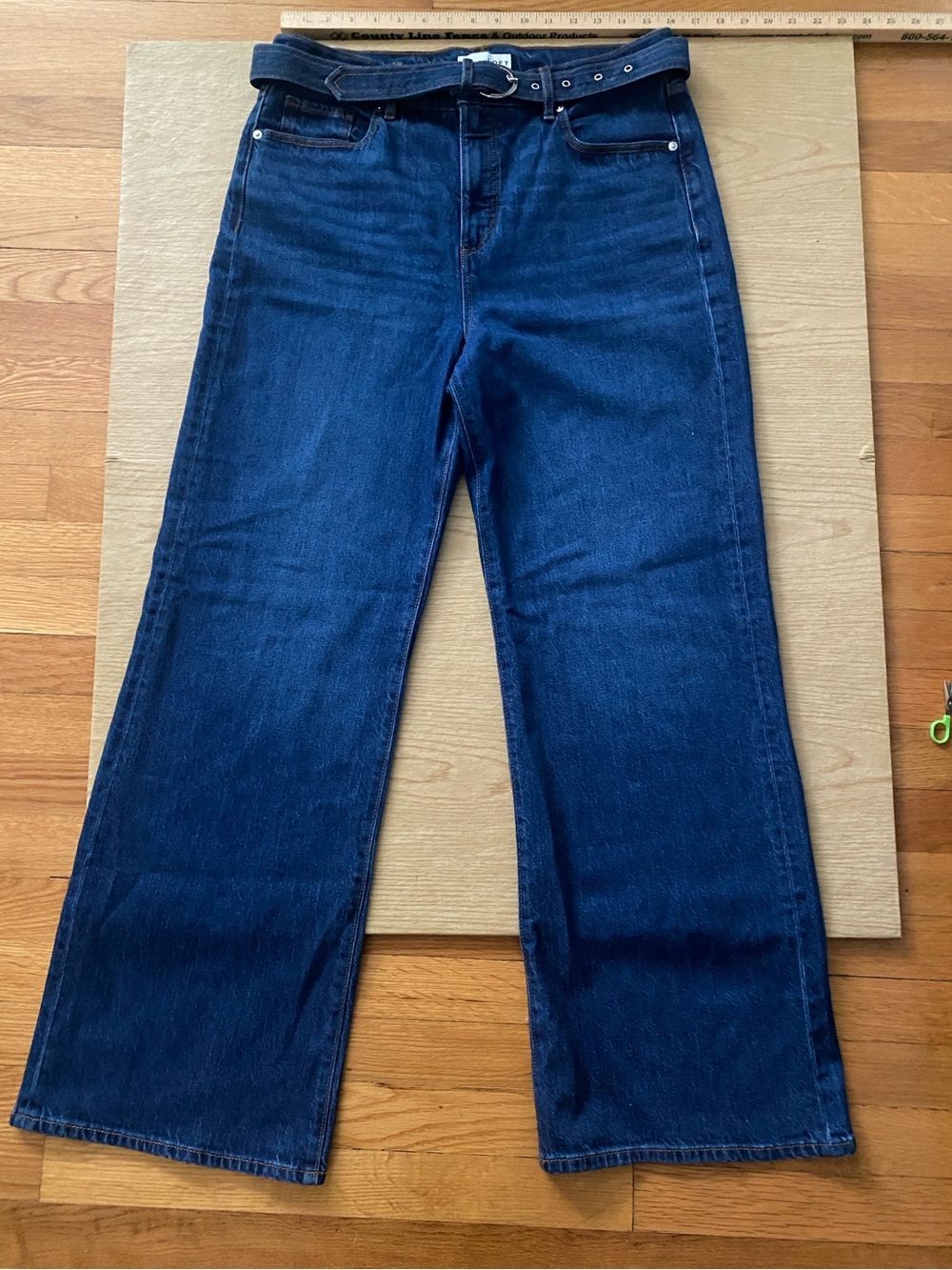 LOFT Dark Blue High-Rise Wide-Leg Jeans with Belt Size 10/30